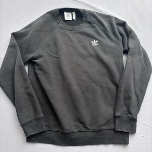 adidas Sweater Black Knit Pullover Crew Neck Logo Men's Size M Cotton